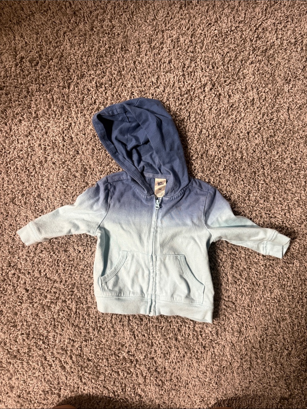 Baby Blue Ombre Zip-Up Hoodie with Hood